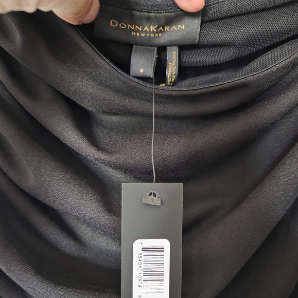 Donna Karan New York Women's Black Asymmetrical Lined Ruched Midi Dress Size 4 - Picture 5 of 7